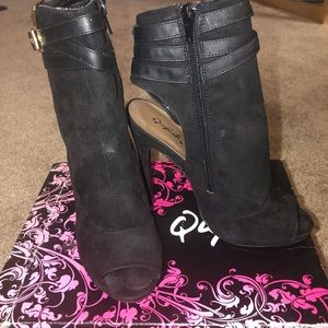 Black Suede peep toe ankle bootie size 9